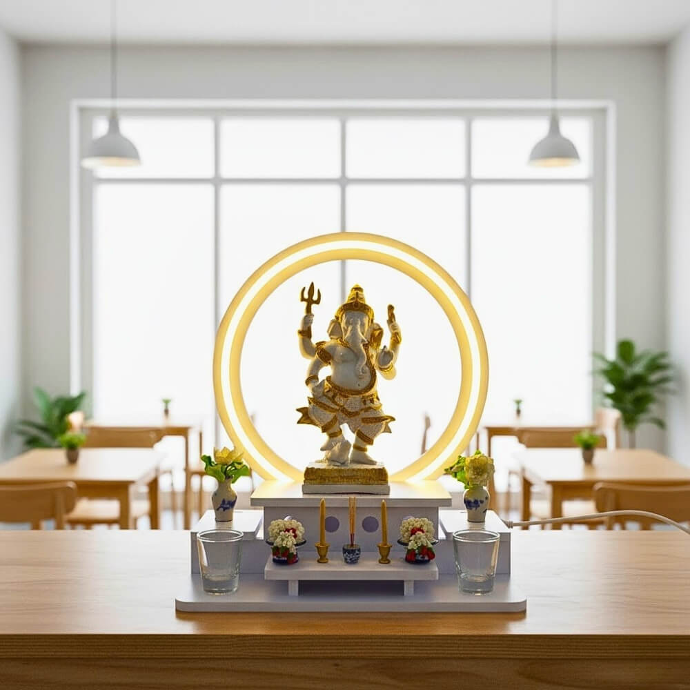 หิ้งพระตั้งโต๊ะมินิมอล KAF รุ่น NEON-01 พร้อมไฟวงกลม LED