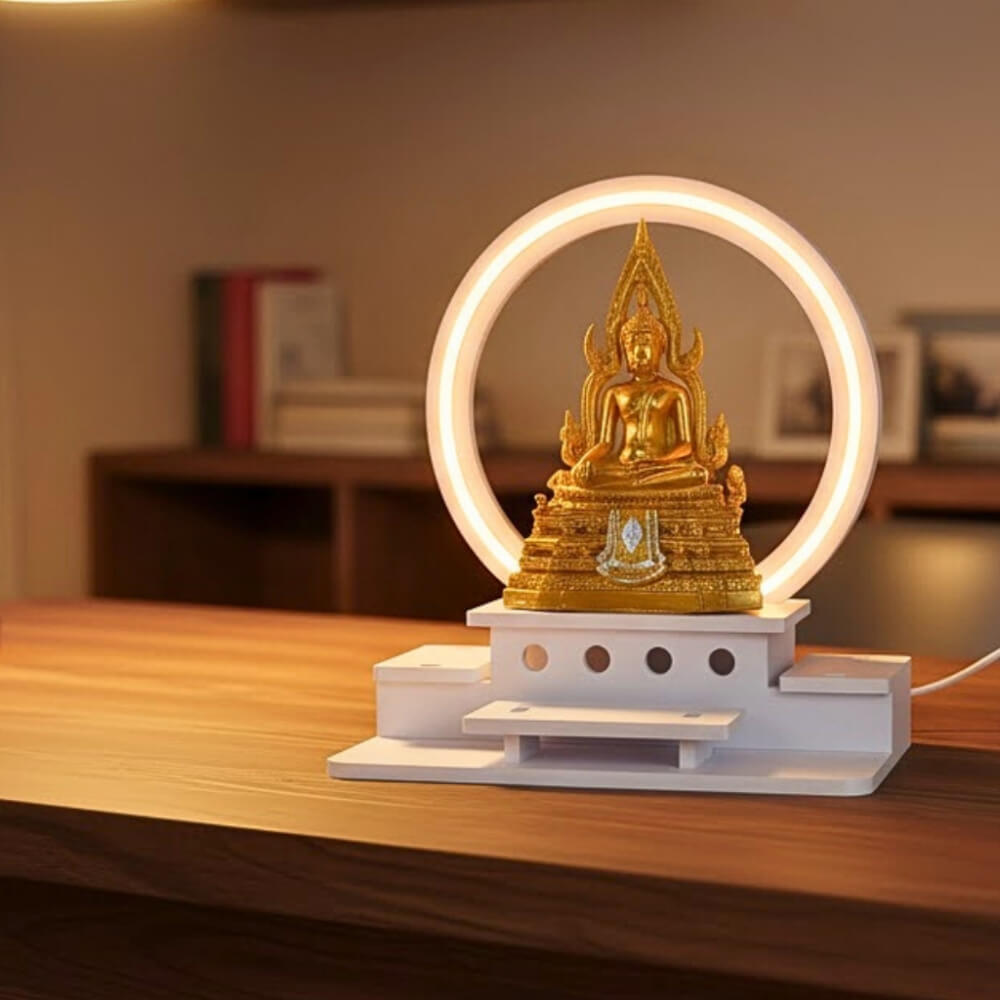 หิ้งพระตั้งโต๊ะมินิมอล KAF รุ่น NEON-01 พร้อมไฟวงกลม LED