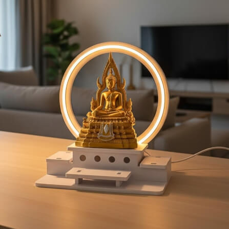 หิ้งพระตั้งโต๊ะมินิมอล KAF รุ่น NEON-01 พร้อมไฟวงกลม LED_9