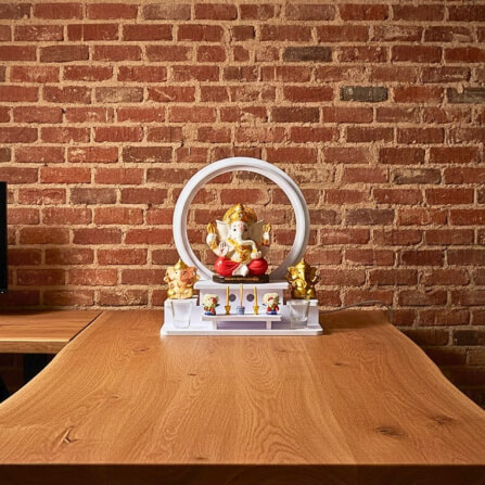 หิ้งพระตั้งโต๊ะมินิมอล KAF รุ่น NEON-01 พร้อมไฟวงกลม LED_3