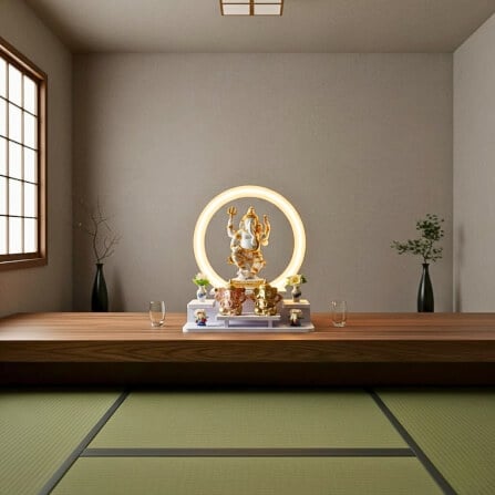 หิ้งพระตั้งโต๊ะมินิมอล KAF รุ่น NEON-01 พร้อมไฟวงกลม LED_4