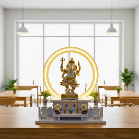 หิ้งพระตั้งโต๊ะมินิมอล KAF รุ่น NEON-01 พร้อมไฟวงกลม LED_6