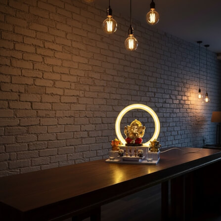 หิ้งพระตั้งโต๊ะมินิมอล KAF รุ่น NEON-01 พร้อมไฟวงกลม LED_7