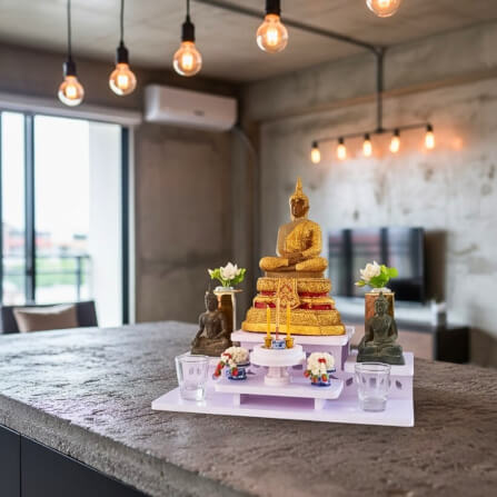 โต๊ะหมู่บูชาพระสไตล์มินิมอล KAF รุ่น NEW-TM02XL ฉลุลายโมเดิร์น_8