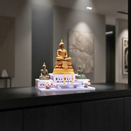 โต๊ะหมู่บูชาพระสไตล์มินิมอล KAF รุ่น NEW-TM02XL ฉลุลายโมเดิร์น_2