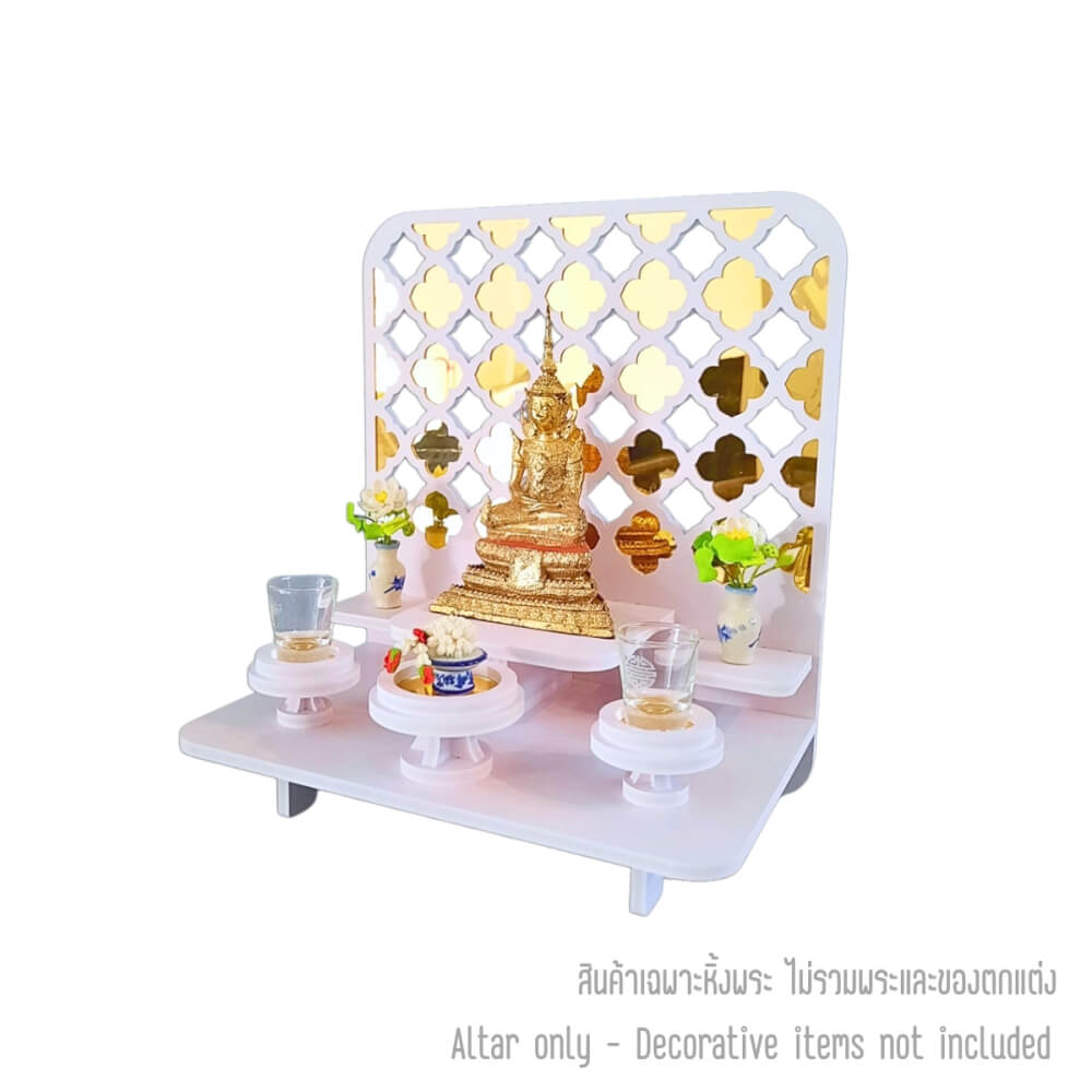 หิ้งพระตั้งโต๊ะและติดผนังโมเดิร์น KAF รุ่น PREM-02XL ลายกระจกทองพรีเมียม_0
