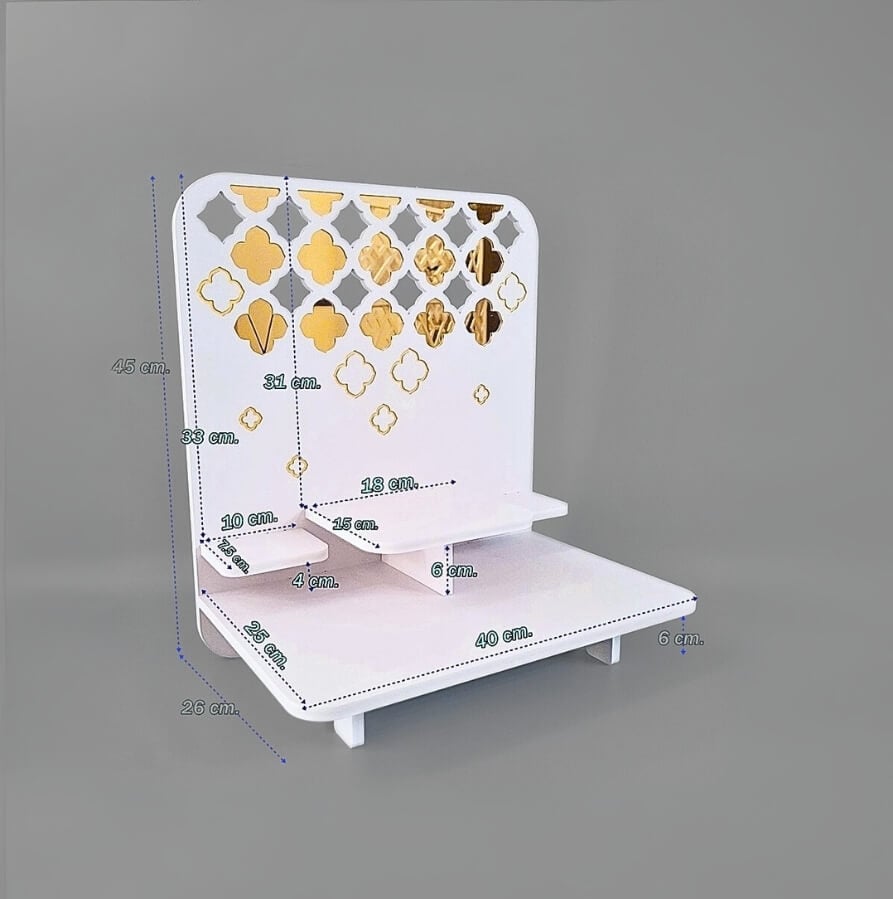 หิ้งพระตั้งโต๊ะและติดผนังโมเดิร์น KAF รุ่น PREM-03XL ลายกระจกทองพรีเมียม