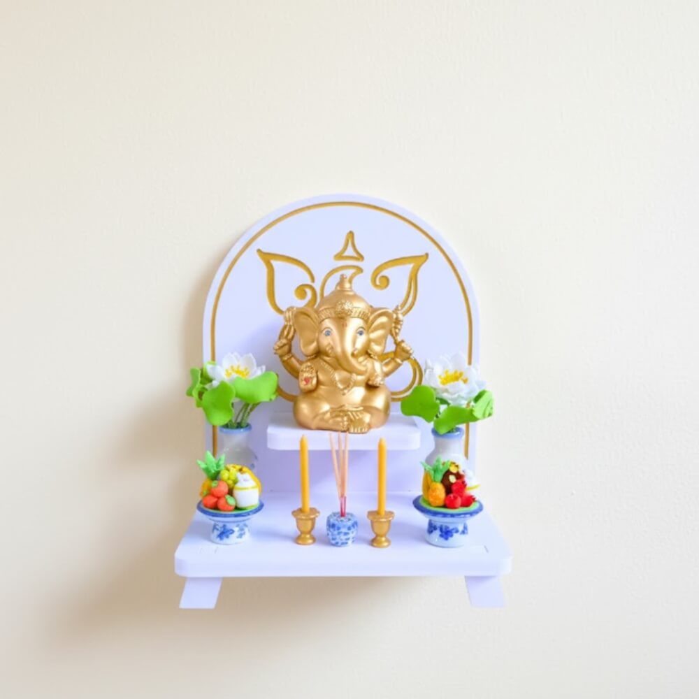 หิ้งพระพิฆเนศตั้งโต๊ะและติดผนัง KAF รุ่น PKS ลายอินเดีย