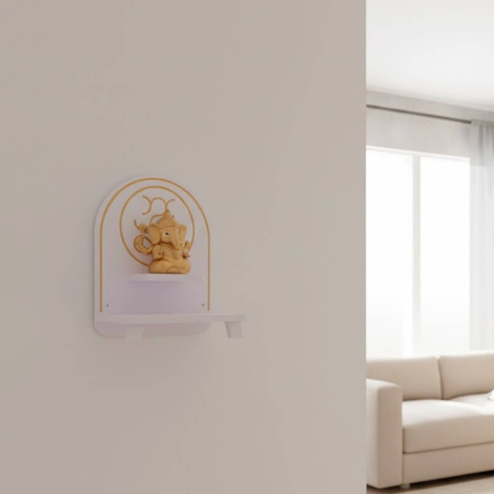 หิ้งพระพิฆเนศ KAF รุ่น PKS ลายกลมมินิมอล ตั้งโต๊ะ&ndash;ติดผนังได้