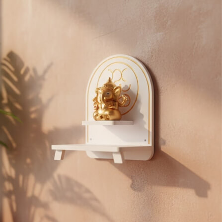 หิ้งพระพิฆเนศ KAF รุ่น PKS ลายกลมมินิมอล ตั้งโต๊ะ–ติดผนังได้_3