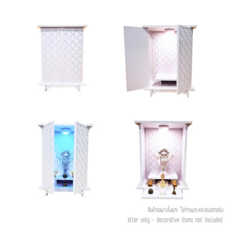 หิ้งพระมินิมอล KAF รุ่น Q678 ประตูเปิด-ปิด พร้อมไฟ LED รีโมทเปลี่ยนสี_2