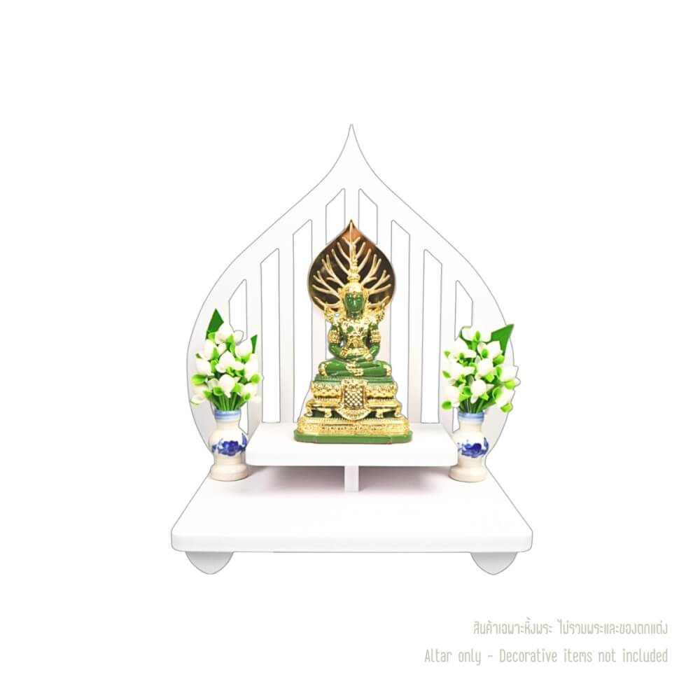 หิ้งพระทรงใบโพธิ์สไตล์มินิมอล KAF รุ่น Q8 ลายโพธิ์ทองกระจกเงา