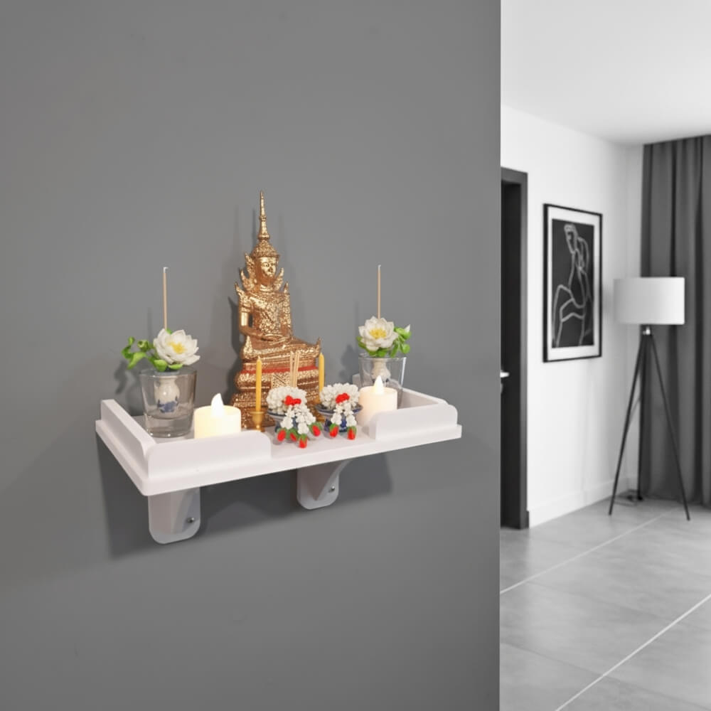 หิ้งพระติดผนังมินิมอล KAF รุ่น SP01-B พร้อมรั้วกันตก และขาฉาก 1 คู่_2