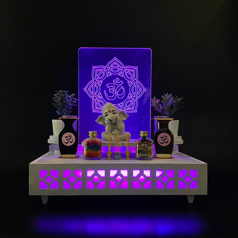 หิ้งพระมีไฟสไตล์โมเดิร์น KAF รุ่น SHBOX-LIGHT01 ลายโอม_7