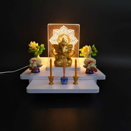 หิ้งพระมีไฟสไตล์โมเดิร์น KAF รุ่น SIMPLE PLUS LIGHT01 ลายโอม_4