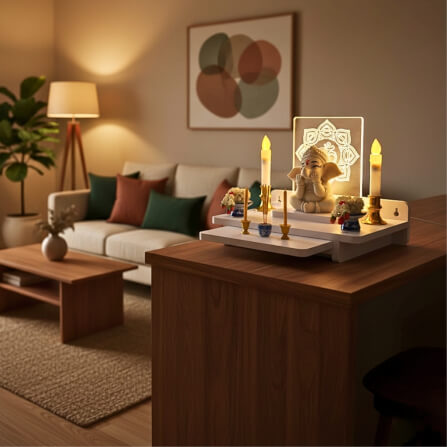 หิ้งพระมีไฟสไตล์โมเดิร์น KAF รุ่น SIMPLE PLUS LIGHT01 ลายโอม_6