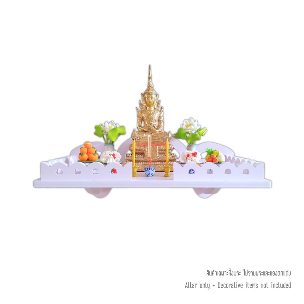 หิ้งพระติดผนัง KAF รุ่น SH31 สีขาวโมเดิร์น พร้อมรั้วกันตก_0