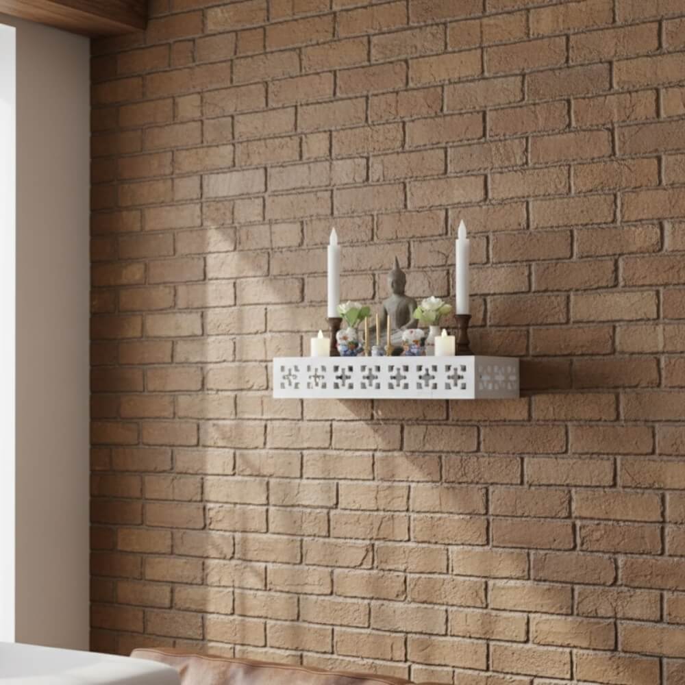 ชั้นวางพระตั้งโต๊ะและติดผนังโมเดิร์น KAF รุ่น SHBOX01 ทรงกล่องฉลุ ขนาด L