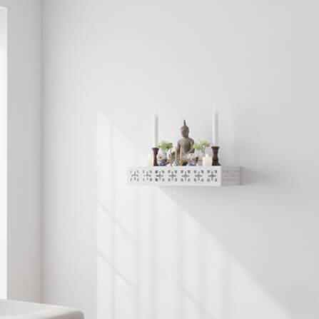 ชั้นวางพระตั้งโต๊ะและติดผนังโมเดิร์น KAF รุ่น SHBOX01 ทรงกล่องฉลุ ขนาด L_2