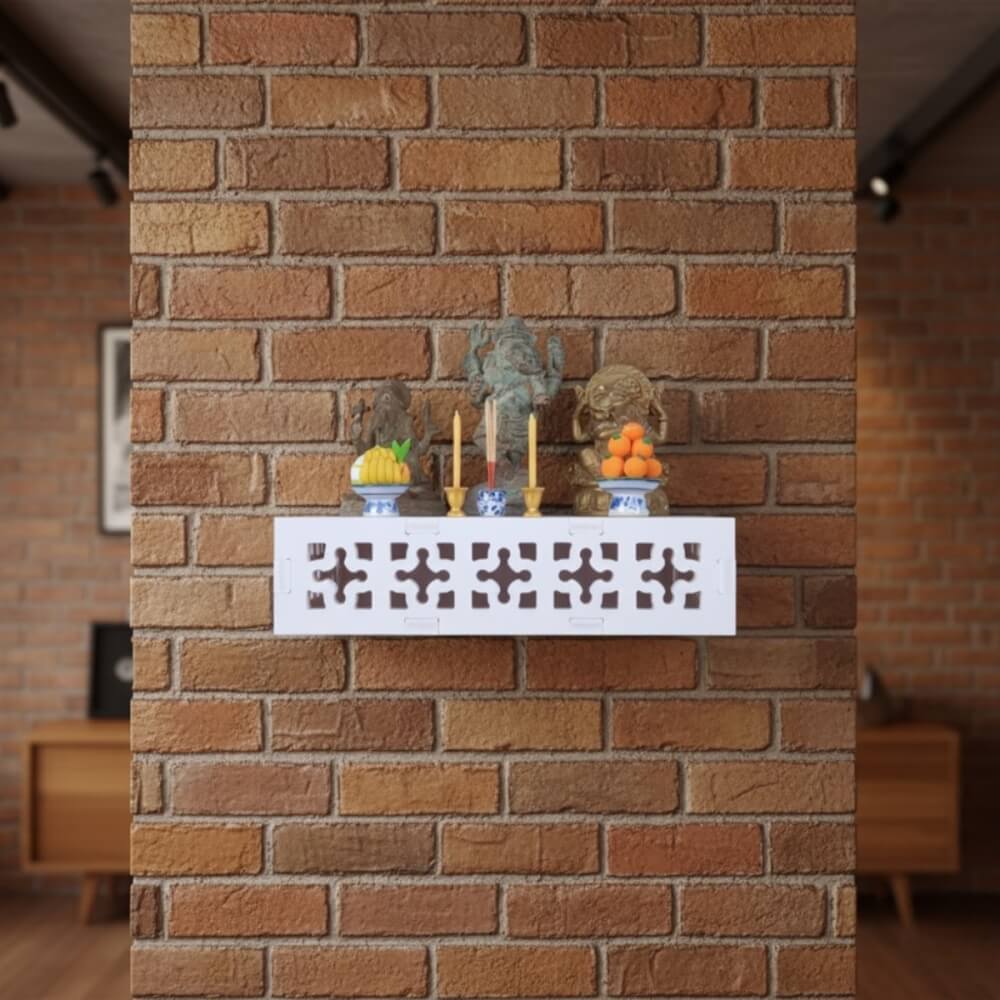 ชั้นวางพระตั้งโต๊ะและติดผนังโมเดิร์น KAF รุ่น SHBOX01 ทรงกล่องฉลุ ขนาด M