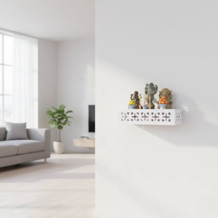 ชั้นวางพระตั้งโต๊ะและติดผนังโมเดิร์น KAF รุ่น SHBOX01 ทรงกล่องฉลุ ขนาด M_5