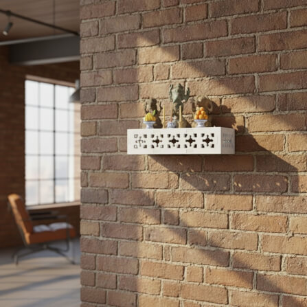 ชั้นวางพระตั้งโต๊ะและติดผนังโมเดิร์น KAF รุ่น SHBOX01 ทรงกล่องฉลุ ขนาด M_2