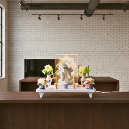 หิ้งพระมีไฟ KAF รุ่น TM-LIGHT01 ลายโอม_4