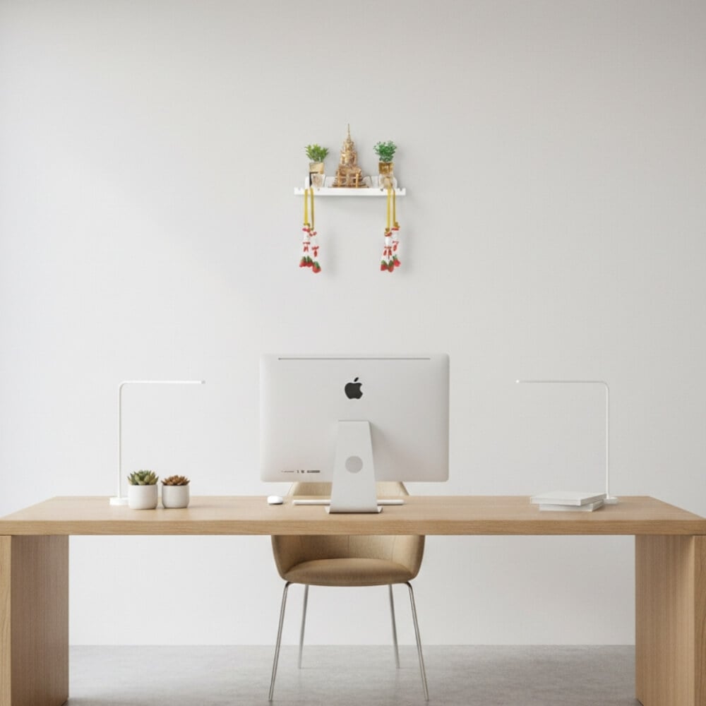 หิ้งพระติดผนัง KAF รุ่น WAVE01-AC อะคริลิคฉลุลาย สีขาว