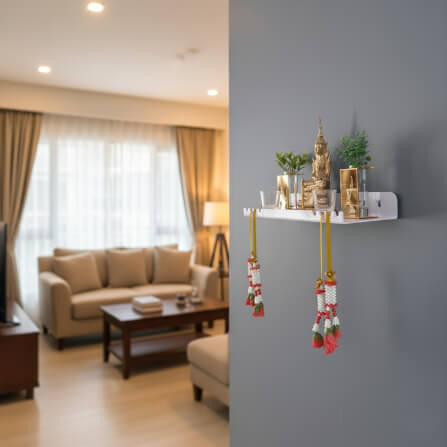 หิ้งพระติดผนัง KAF รุ่น WAVE01-AC อะคริลิคฉลุลาย สีขาว_1