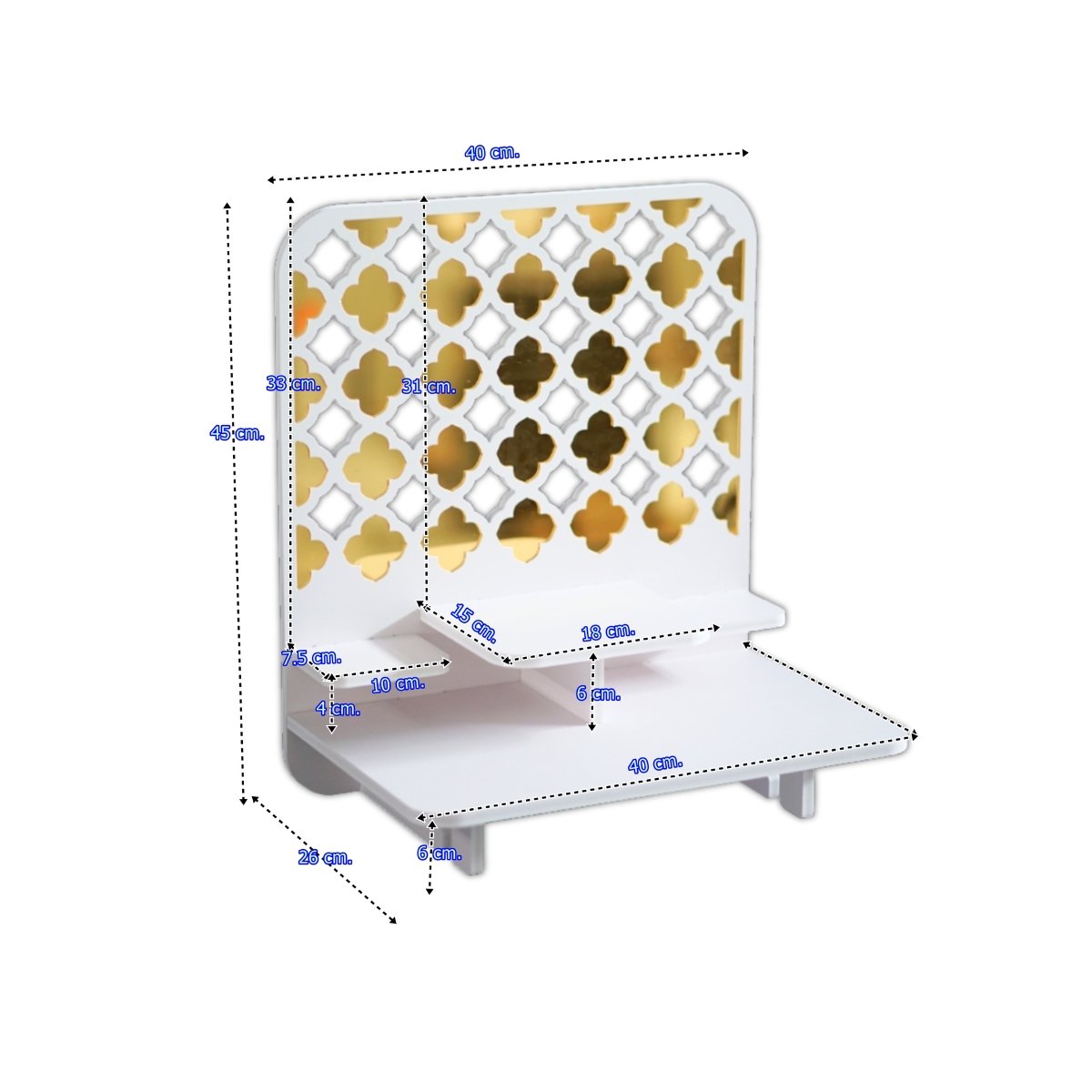 หิ้งพระตั้งโต๊ะและติดผนังโมเดิร์น KAF รุ่น PREM-02XL ลายกระจกทองพรีเมียม_5