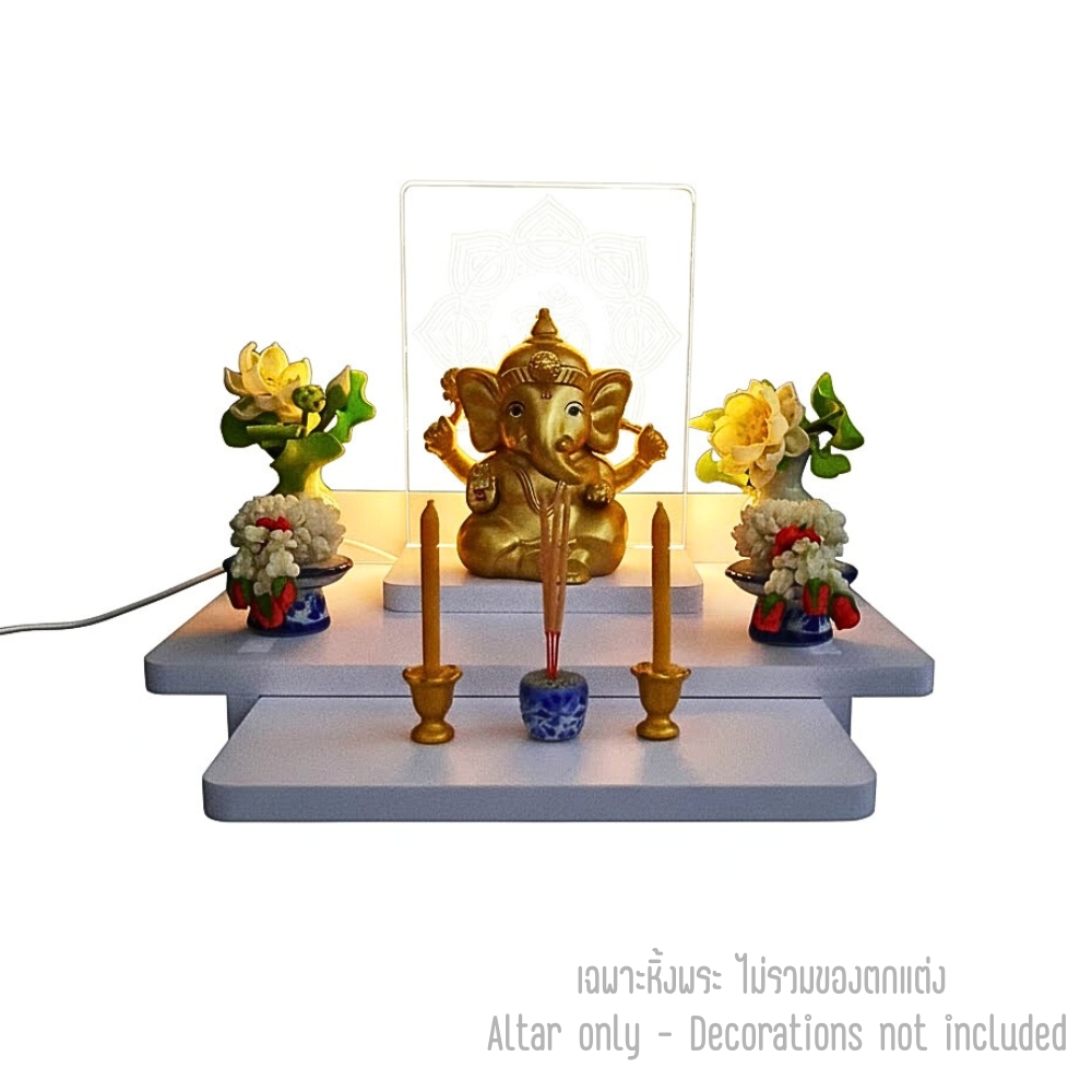 หิ้งพระมีไฟสไตล์โมเดิร์น KAF รุ่น SIMPLE PLUS LIGHT01 ลายโอม