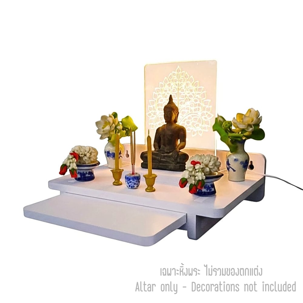 หิ้งพระมีไฟสไตล์โมเดิร์น KAF รุ่น SIMPLE PLUS LIGHT01 ลายต้นโพธิ์_0