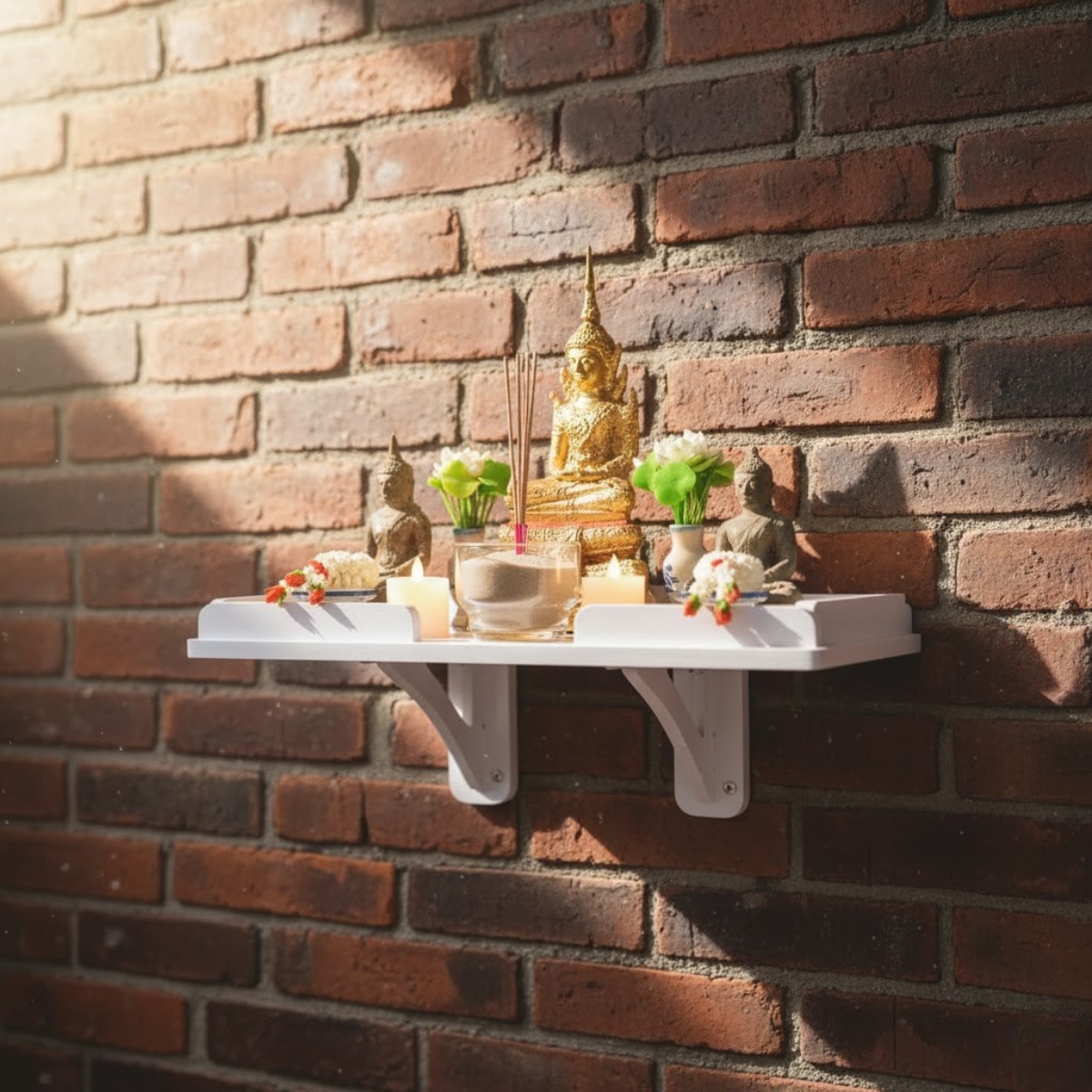 หิ้งพระติดผนังมินิมอล KAF รุ่น SP01-B พร้อมรั้วกันตก และขาฉาก 1 คู่_9