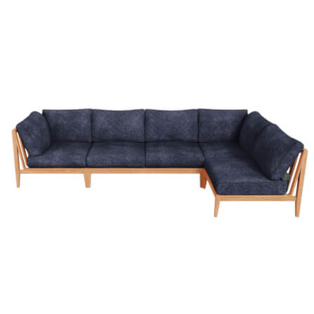 โซฟาสนาม 6 ที่นั่ง ตัว L BUNISE รุ่น OT02 ขนาด 322&times;163&times;74 ซม. สีกรมท่าทะเล