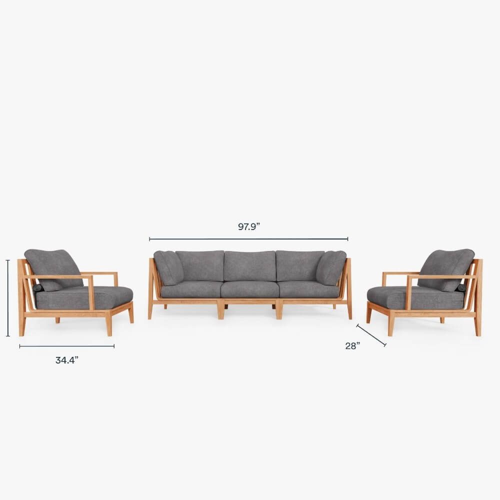 ชุดโซฟาสนาม 5 ที่นั่ง BUNISE รุ่น OT03 ขนาด 312&times;163&times;74 ซม. สีเทากรวด