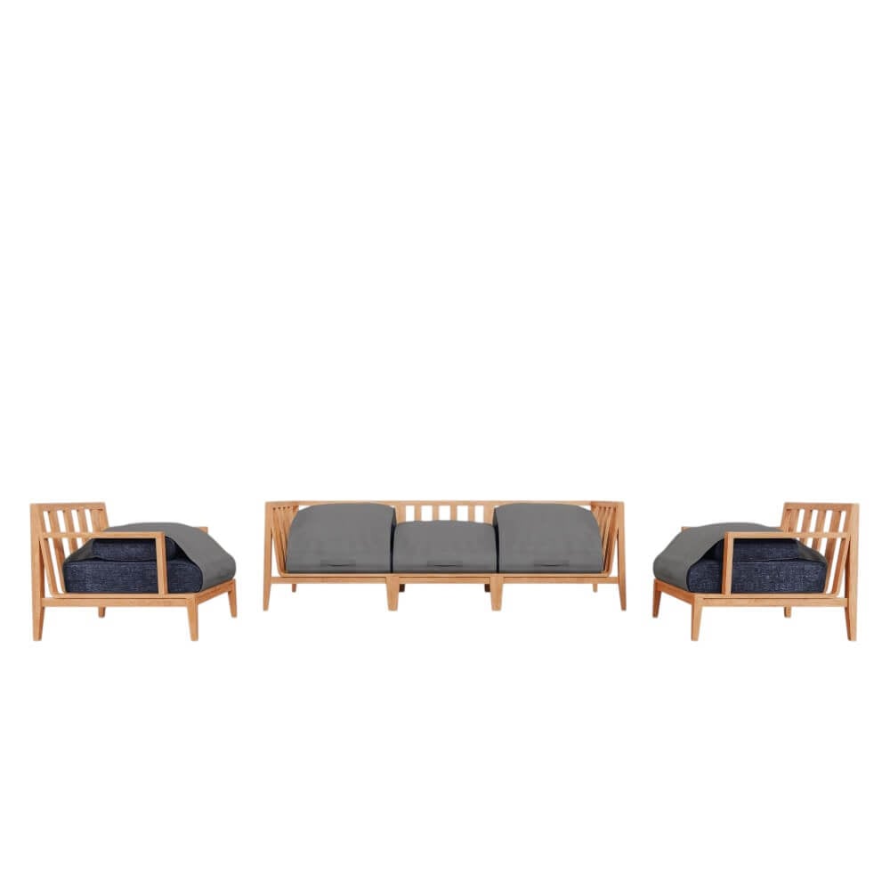 ชุดโซฟาสนาม 5 ที่นั่ง BUNISE รุ่น OT03 ขนาด 312&times;163&times;74 ซม. สีกรมท่าทะเล