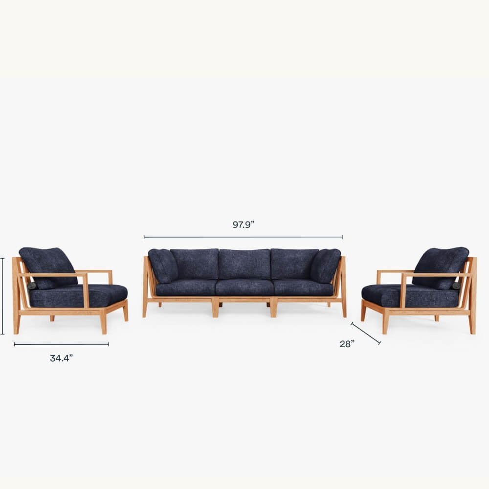 ชุดโซฟาสนาม 5 ที่นั่ง BUNISE รุ่น OT03 ขนาด 312&times;163&times;74 ซม. สีกรมท่าทะเล