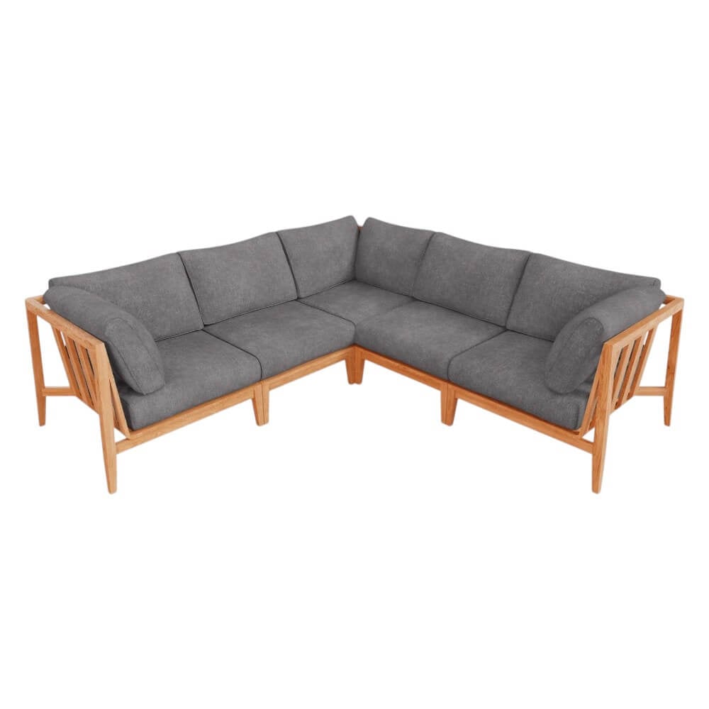 โซฟาสนามเข้ามุม 5 ที่นั่ง BUNISE รุ่น OT06 ขนาด 249&times;87&times;74 ซม. สี เทากรวด