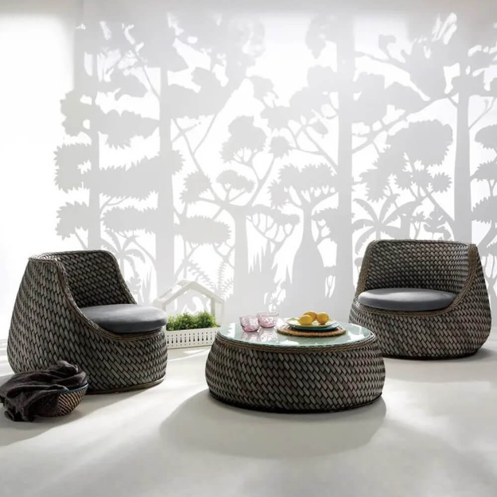 โต๊ะกลางกลม หวายเทียม BUNISE รุ่น P3403 ขนาด 98&times;98&times;33 ซม. สีน้ำตาล