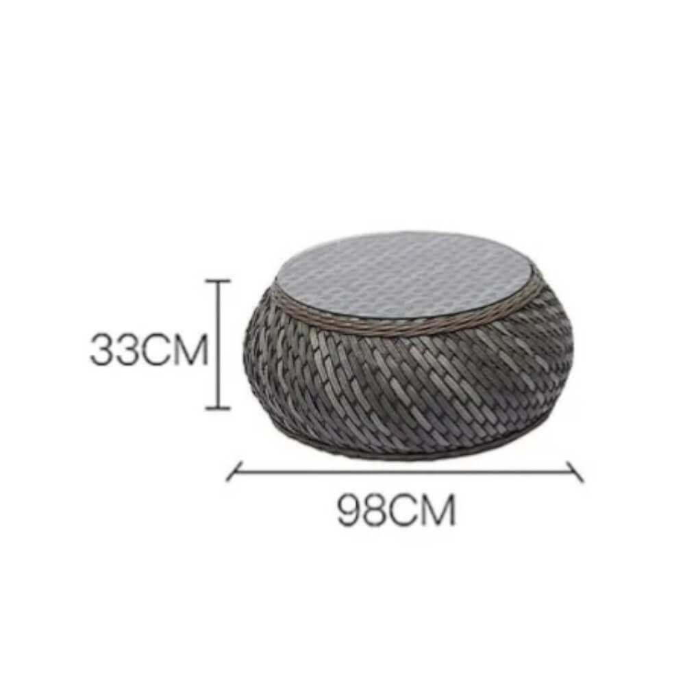 โต๊ะกลางกลม หวายเทียม BUNISE รุ่น P3403 ขนาด 98&times;98&times;33 ซม. สีน้ำตาล