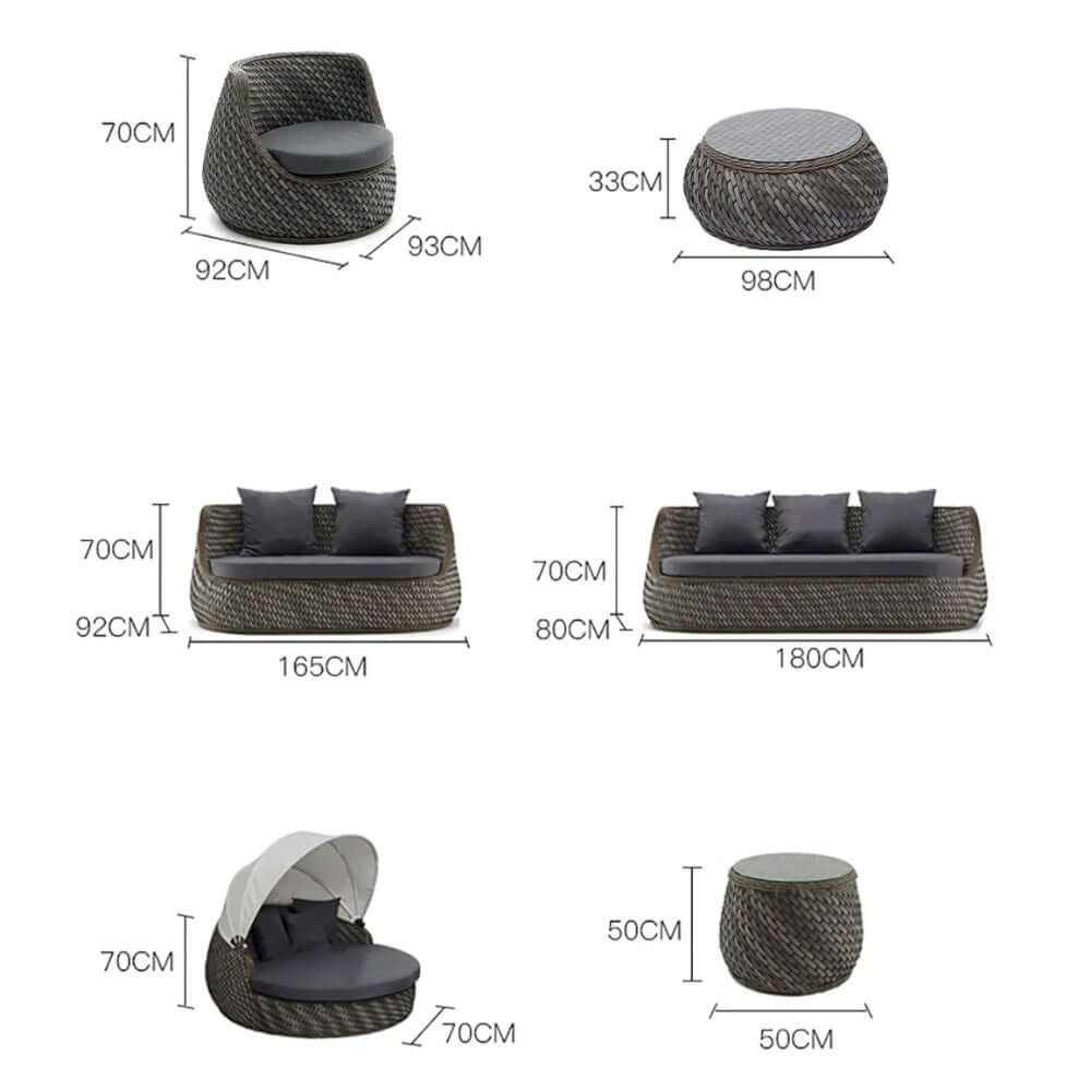 โต๊ะกลางกลม หวายเทียม BUNISE รุ่น P3403 ขนาด 98&times;98&times;33 ซม. สีน้ำตาล