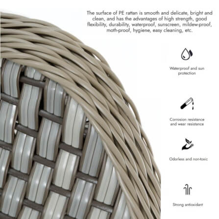 โต๊ะกลางกลม หวายเทียม BUNISE รุ่น P3403 ขนาด 98×98×33 ซม. สีน้ำตาล_3