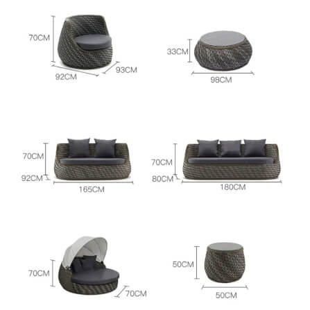 โต๊ะกลางกลม หวายเทียม BUNISE รุ่น P3403 ขนาด 98×98×33 ซม. สีน้ำตาล_8