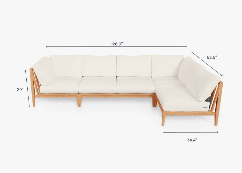 โซฟาสนาม 6 ที่นั่ง ตัว L BUNISE รุ่น OT02 ขนาด 322&times;163&times;74 ซม. สีครีม