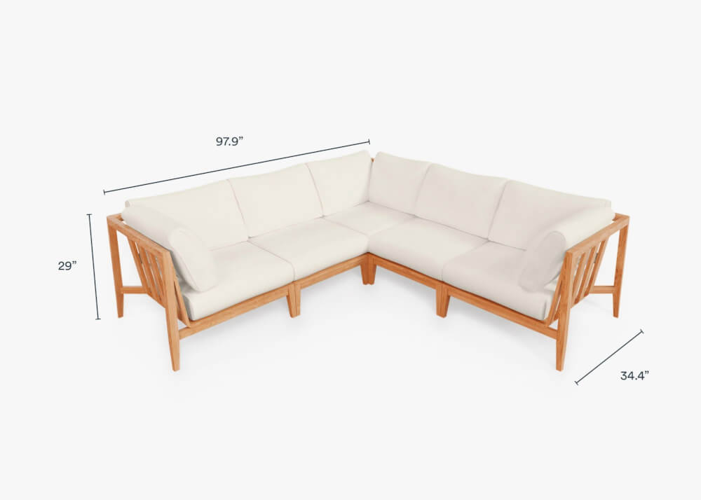 โซฟาเข้ามุม 5 ที่นั่ง ไม้สัก BUNISE รุ่น OT06 ขนาด 249×87×74 ซม. สี ครีม_1