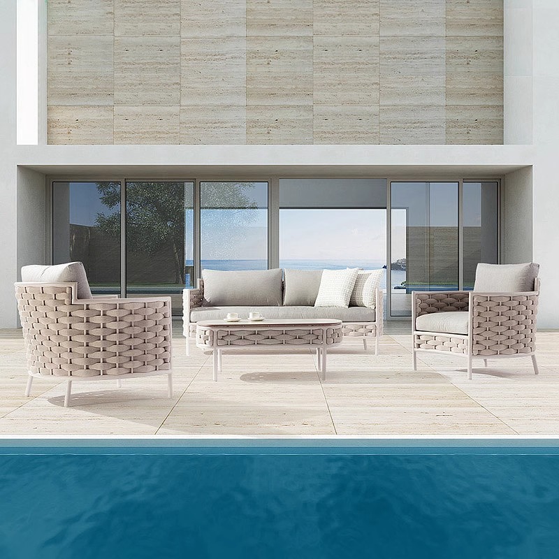 โซฟาอะลูมิเนียม 2 ที่นั่ง BUNISE รุ่น PALMIRA  ขนาด 153&times;83&times;83 ซม. สีเทา
