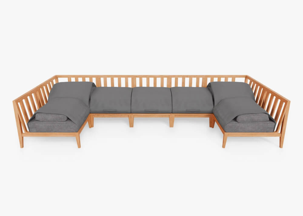 โซฟาสนามตัว U 7 ที่นั่ง BUNISE รุ่น OT05 ขนาด 396×163×74 ซม. สี เทากรวด_2
