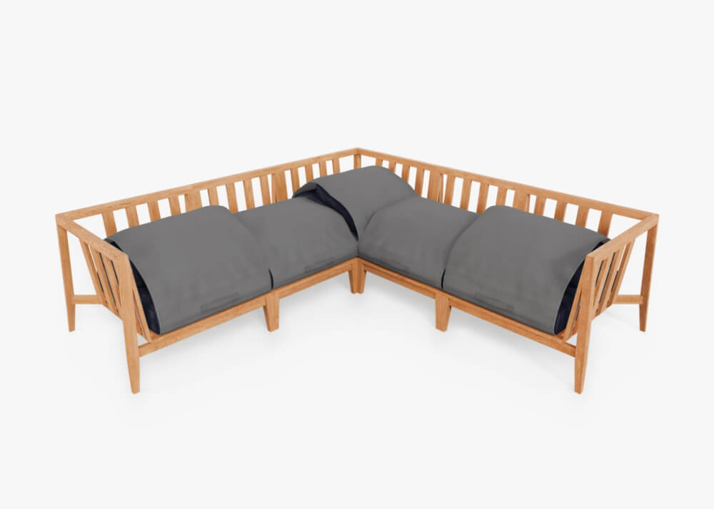 โซฟาเข้ามุม 5 ที่นั่ง ไม้สัก BUNISE รุ่น OT06 ขนาด 249×87×74 ซม. สี กรมท่าทะเล_2