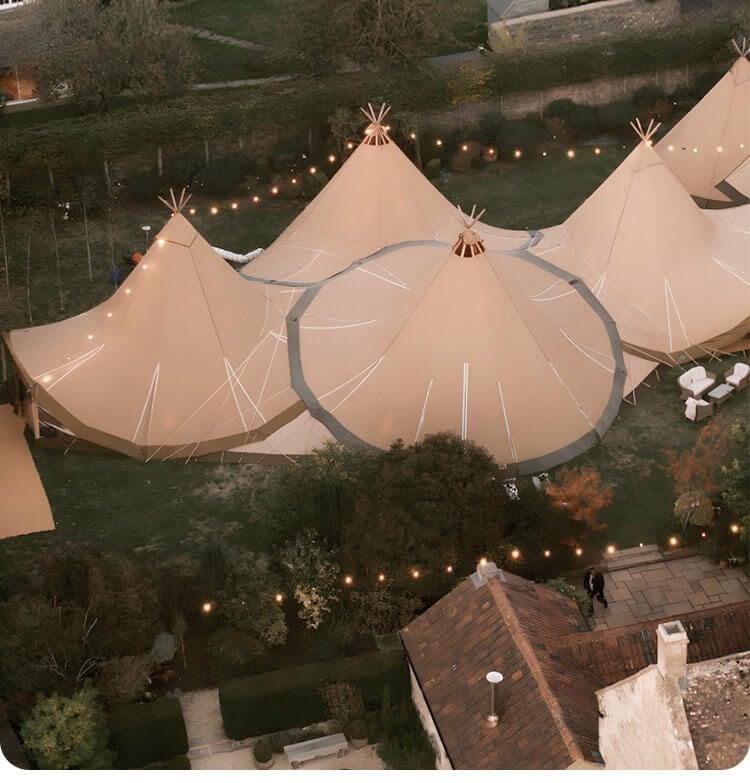 เต็นท์พีระมิดกลางแจ้ง BUNISE รุ่น P2418 แบบ TRIPLE-UNIT ขนาด 10 ม. สีน้ำตาล