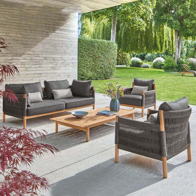 โซฟาหวาย PE 2 ที่นั่ง  BUNISE รุ่น CASSIS ขนาด 152&times;87.5&times;64 ซม. สีเทา